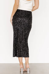 Charmed Sequin Midi Skirt | Black