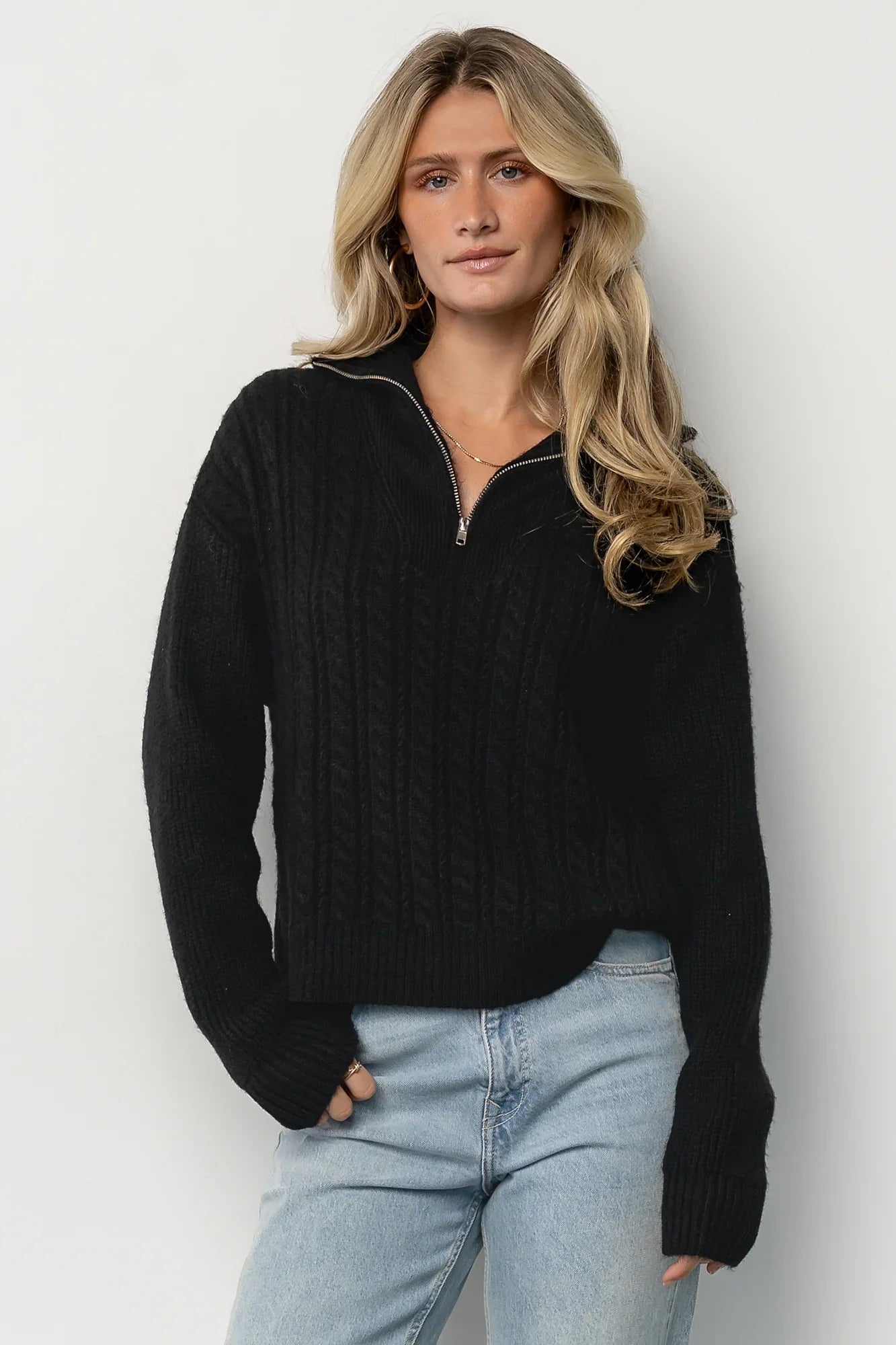 Signe Half Zip Sweater | Black