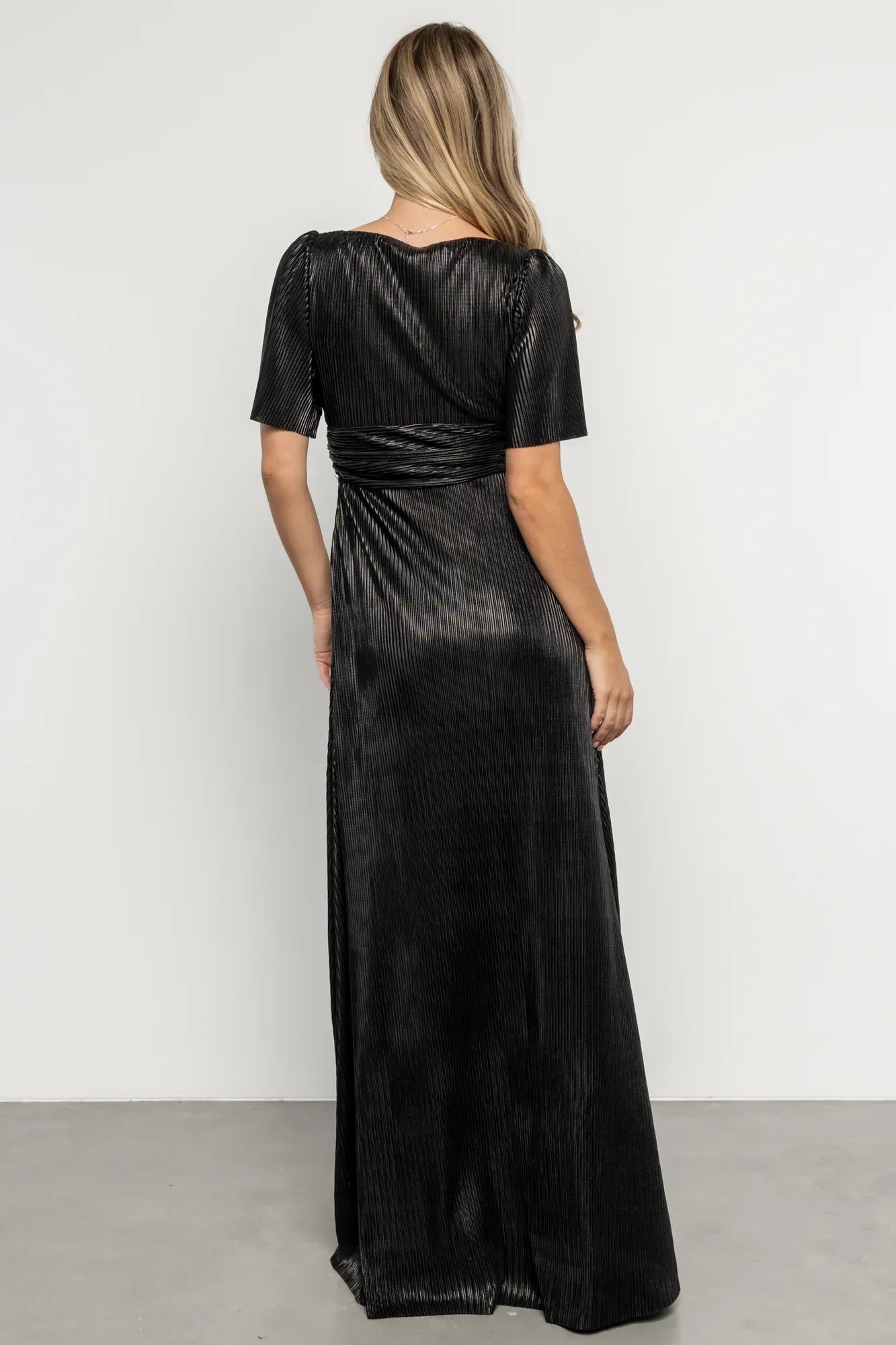 Venetian Pleated Gown | Black
