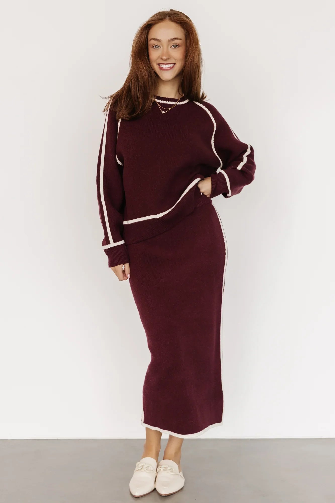 Ava Knit Sweater | Wine